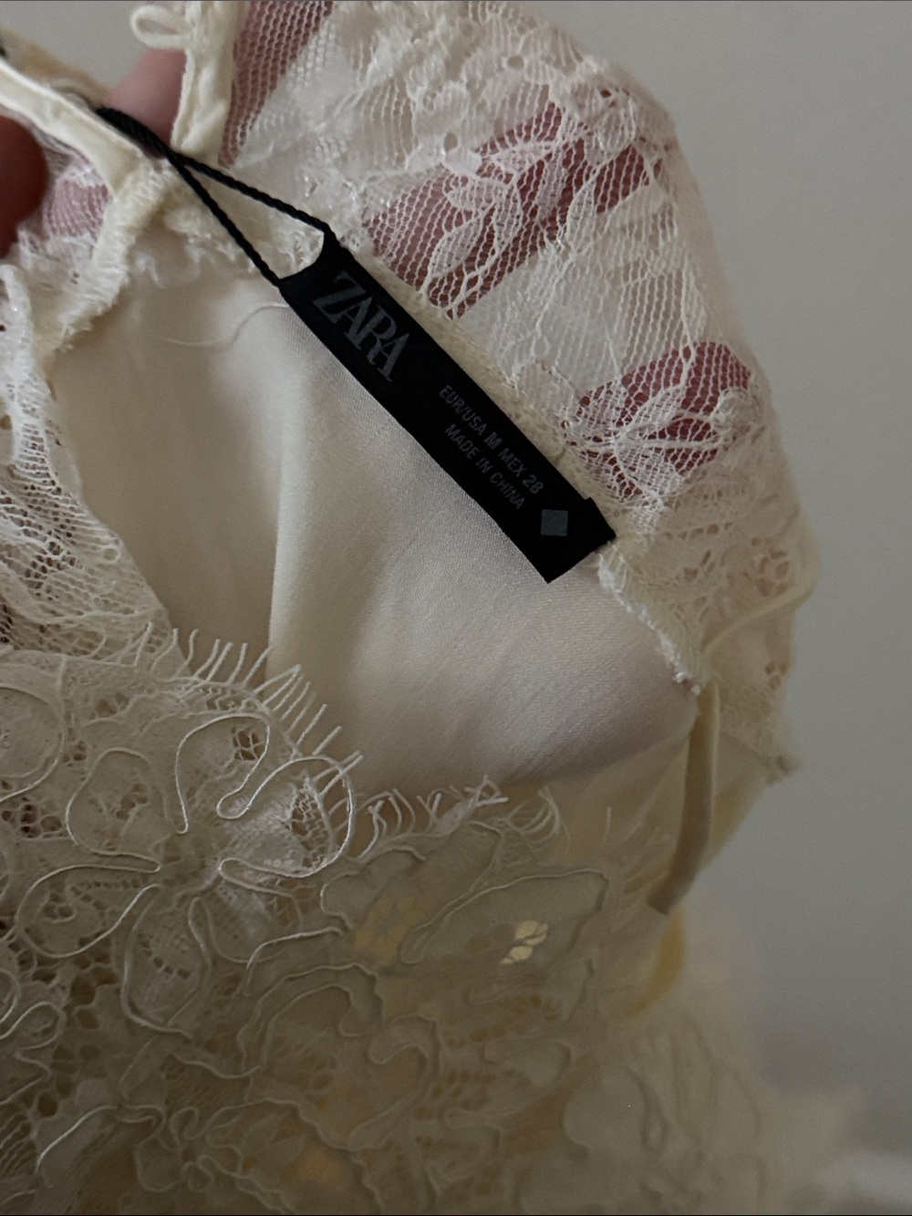 Zara viral Lace-Trim Satin Slip Dress — Ivory - Picture 8 of 8